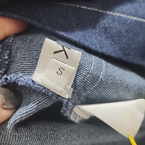 RARE DARK BLUE BOW DENIM JEAN DRESS W SILVER CHAINS MINI DRESS HEART FLOWER BOW - Picture 4 of 8